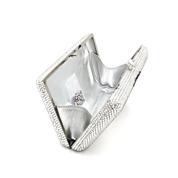 Pink Flamingo and Palm Leaves Crystal Clutch Purse - Picture 6 of 6